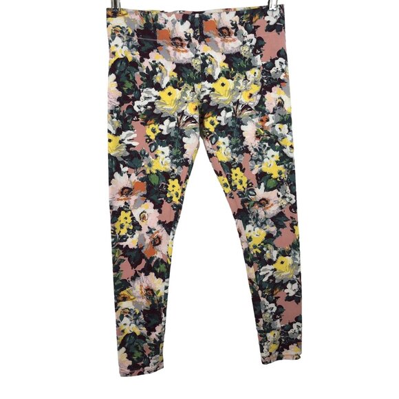 Womens SIze Medium Colorful Floral Leggings Elastic Waist - Picture 1 of 7